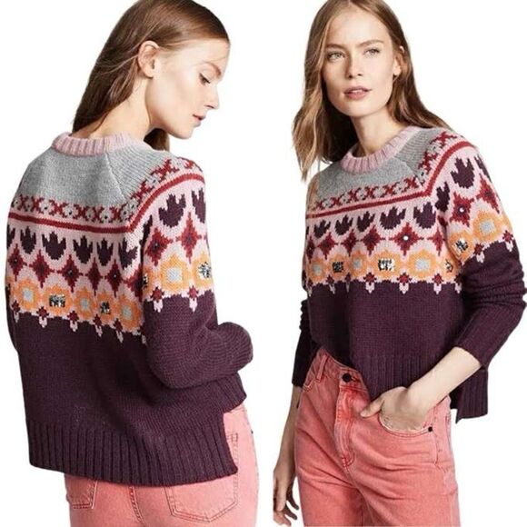 Cinq a Sept Gianni Sequin Fair Isle Sweater - Picture 1 of 16